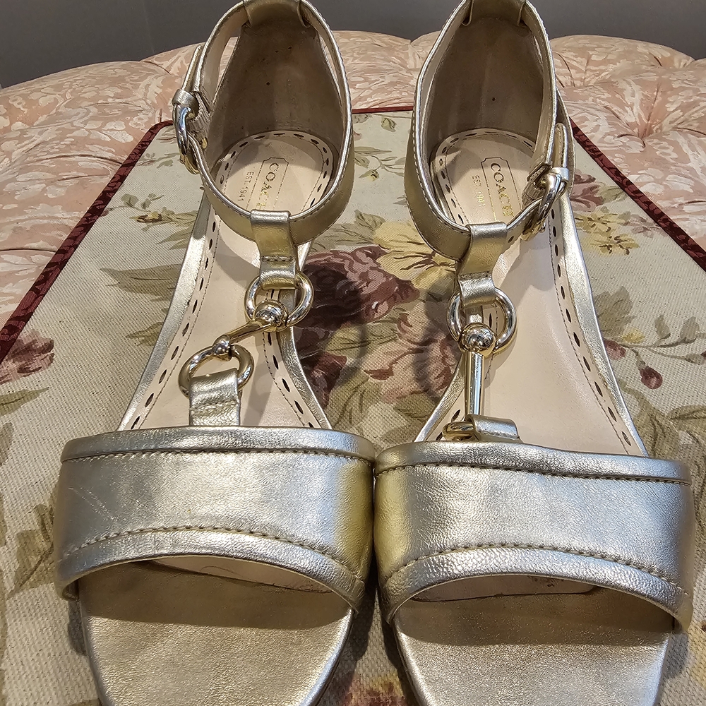 Coach Metallic Gold Heels with Ankle Strap
